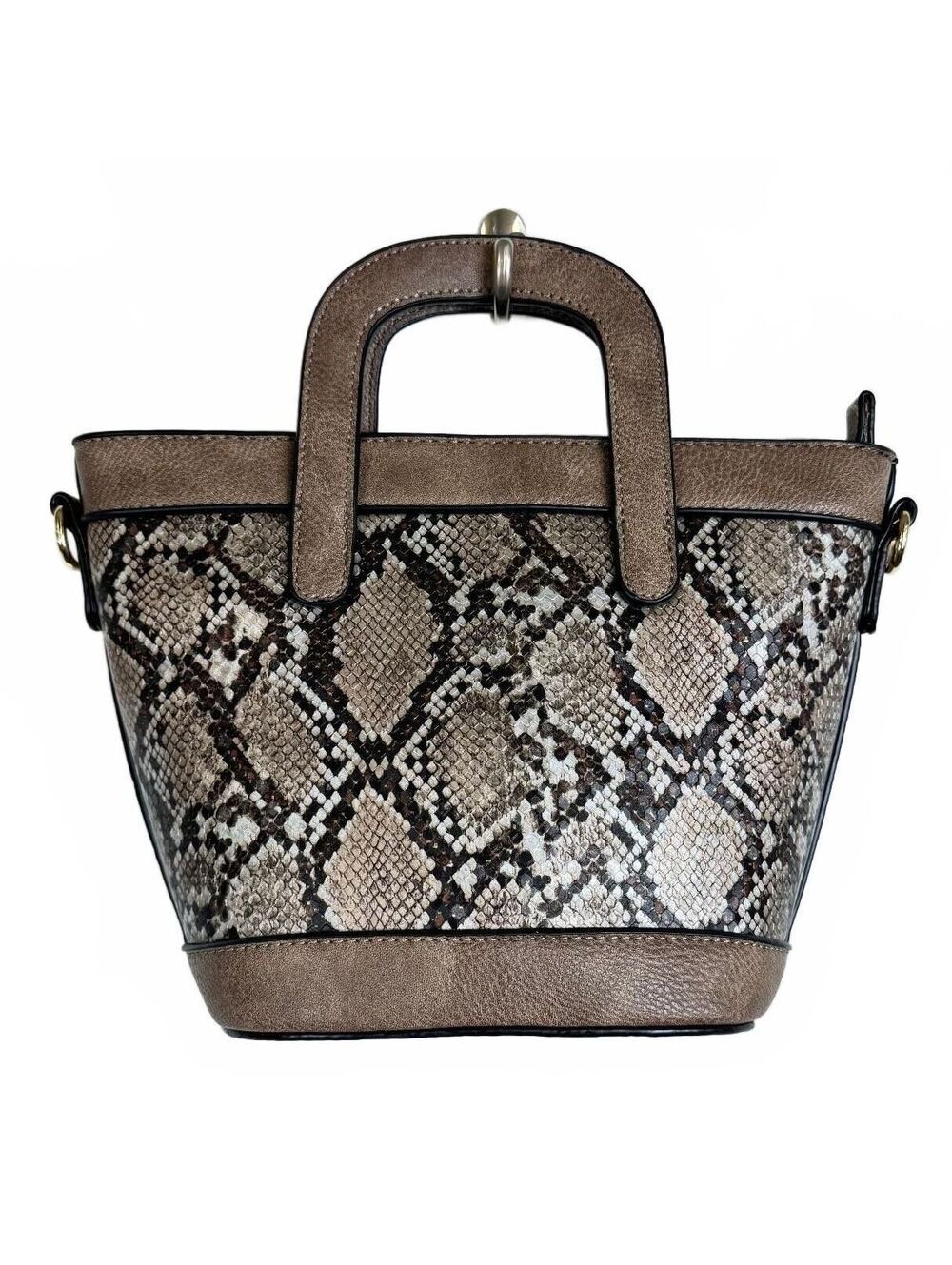 Brown Snakeskin Handbag Gold Hardware